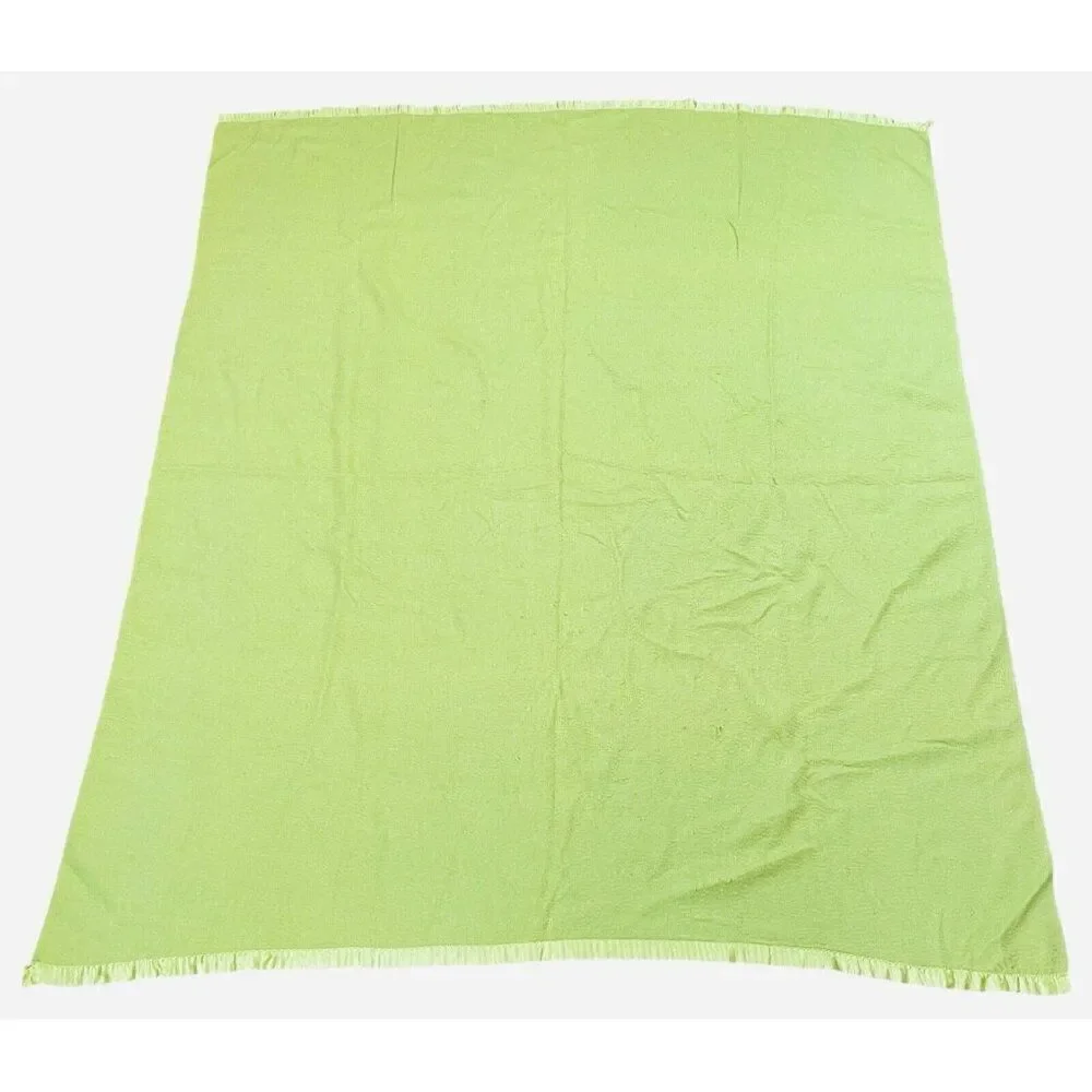 Vintage Light Green Satin Edge Blanket 80 x 66 Unique Color Bed Throw Warm Cozy